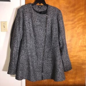 Torrid asymmetrical  Zip grey peplum coat 3X